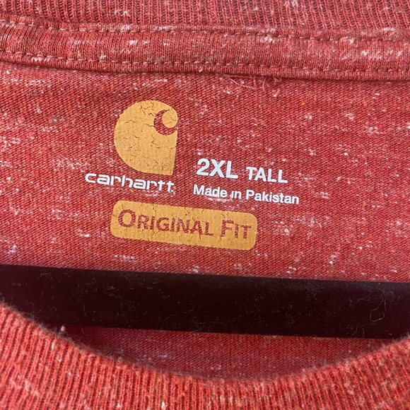Carhartt Mens Original Fit Short Sleeve Pocket  T Shirt Orange Size 2XL Tall - Picture 8 of 8